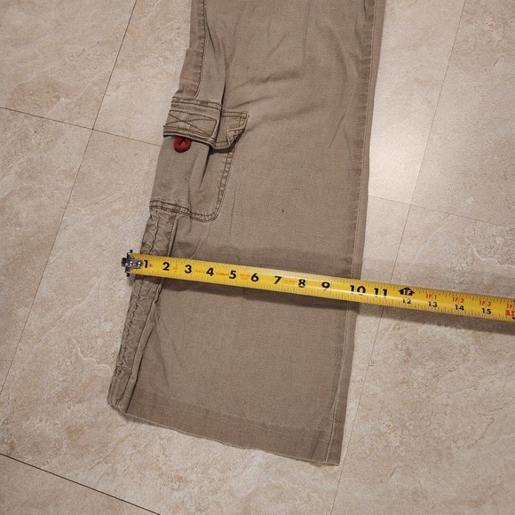 VTG Z Cavaricci Womens Size 5 Utility Cargo Pants Zip Pockets Beige Streetwear - Picture 13 of 16